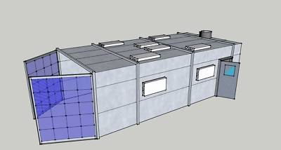 New 14' wide automotive crossdraft paint spray booth 