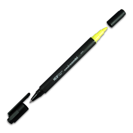 New 50 uni ball uni combi two in one pen & highlighter 
