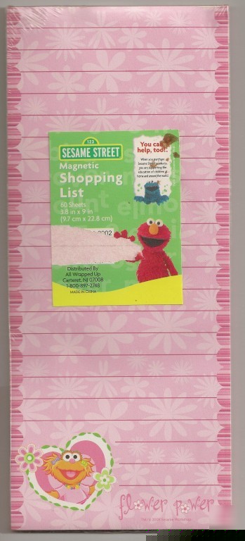 Sesame street ~magnetic shopping list~flower power~nip~