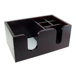 Wooden bar caddy - black - holds bar supplies