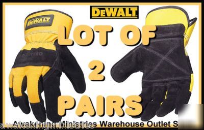 2PR) dewalt premium split cowhide leather palm glove lg