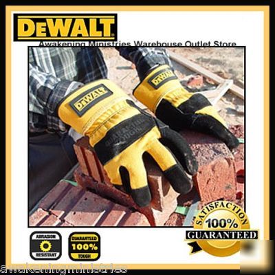 2PR) dewalt premium split cowhide leather palm glove lg