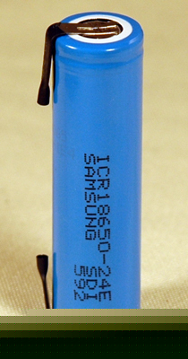 1 pc of li-ion samsung 18650 3.6V 2.4AH cell with tabs 