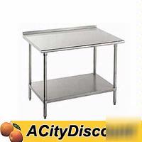 30X36 stainless top worktable w backsplash & undershelf