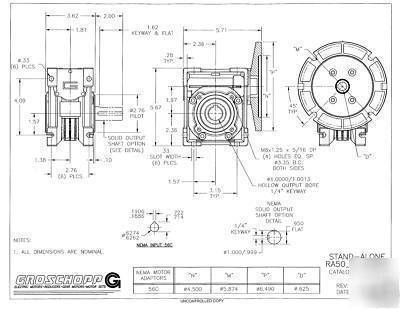 Groschopp RA50 worm gear reducer motovario NMRV050 nema