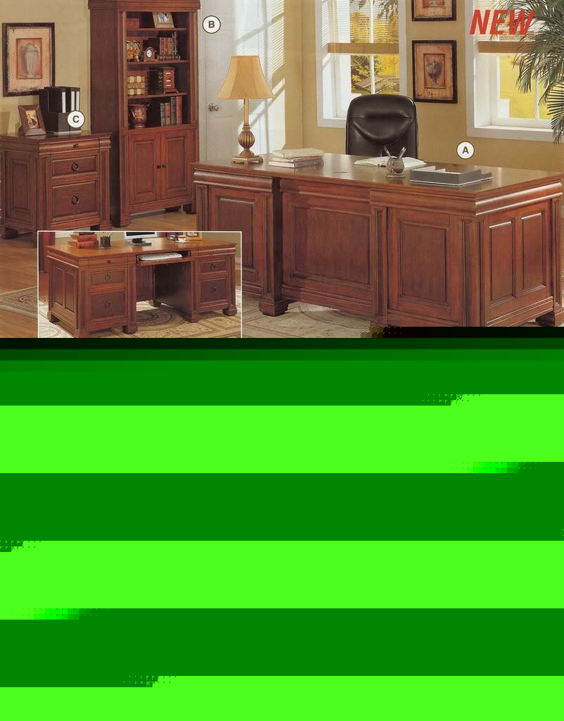 New 3 pc executive two-tone desk wood table bookcase 