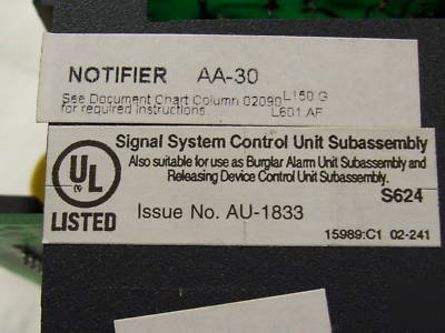 Notifier aa-30 signal system control unit subassembly