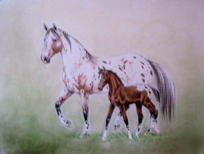 Equine pastel drawing mare n foal donated to naaes