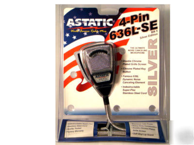 New astatic 636L-se silver 4 pin microphone steel cord 