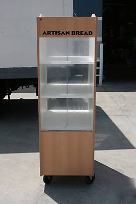 Nice wooden bread rack cabinet on casters - artisan 