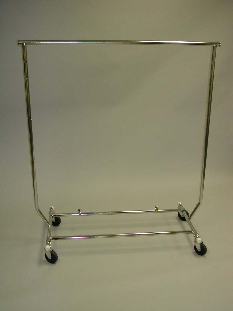 Salesman's clothing rack heavy duty round tube rolling