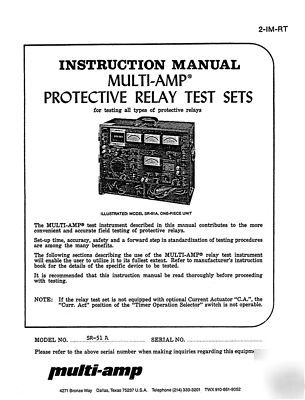 Instruction manual, for multi-amp, sr-51 relay test set