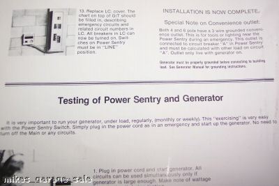 New manual transfer switch onan generator power sentry 