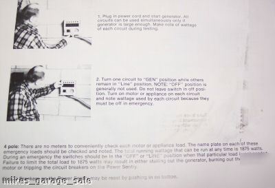 New manual transfer switch onan generator power sentry 