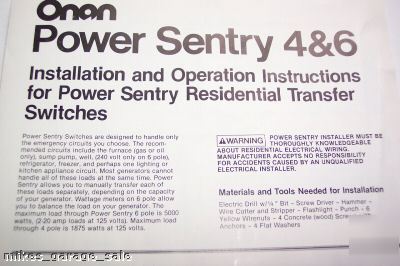 New manual transfer switch onan generator power sentry 