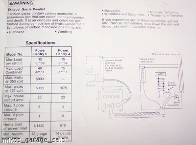 New manual transfer switch onan generator power sentry 