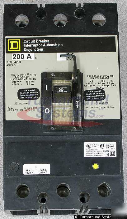 New square d KCL34200 circuit breaker, 200 amp, 65 ka, 