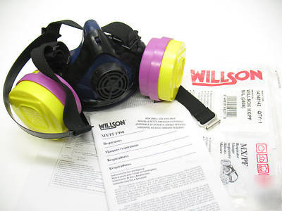 Willson mx/pf respirator face mask m/l size w/ cartrdgs