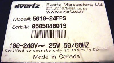 Evertz microsystem 5010-24FPS time code master 