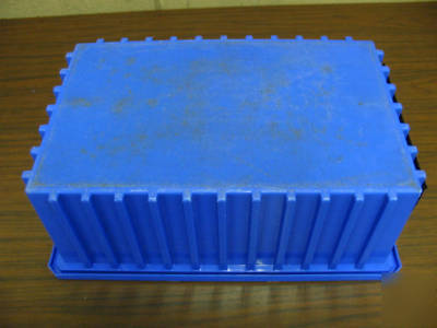 Blue tote pans, heavy duty storage containers, bins 