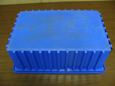 Blue tote pans, heavy duty storage containers, bins 