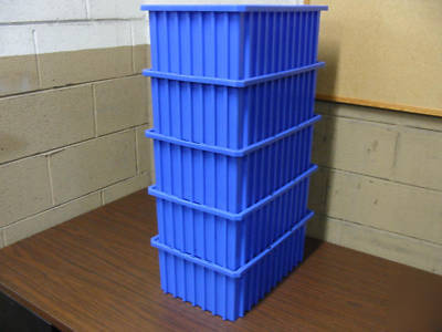 Blue tote pans, heavy duty storage containers, bins 