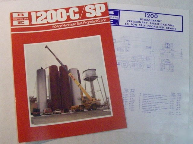 Bucyrus erie 1980 1200-c/sp 60-ton crane brochure lot