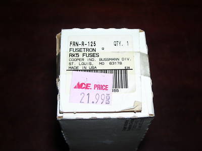 Fusetron, frn-r-125, 250V 200,000 amps rms.125 vdc 20KA