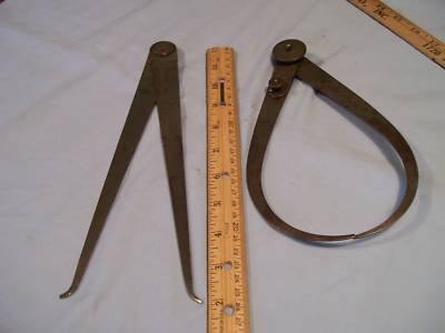 2 large vintage l s starrett outside & inside caliper 