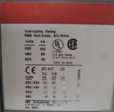 Ge spectra rms 800A circuit breaker SKLA36AT0800 