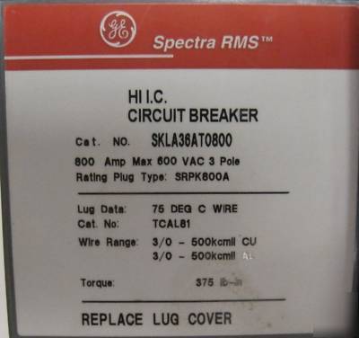 Ge spectra rms 800A circuit breaker SKLA36AT0800 