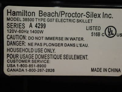 New hamilton beach electric skillet/griddle #38500
