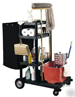 Luxor 4-shelf janitorial cleaning cart free shipping