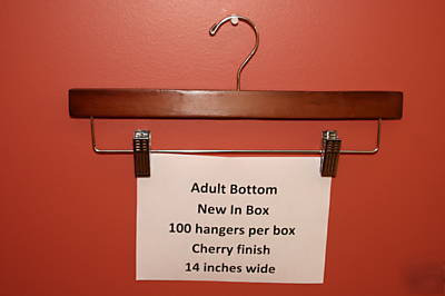 New box of 100 wooden skirt/pant clothes hangers 