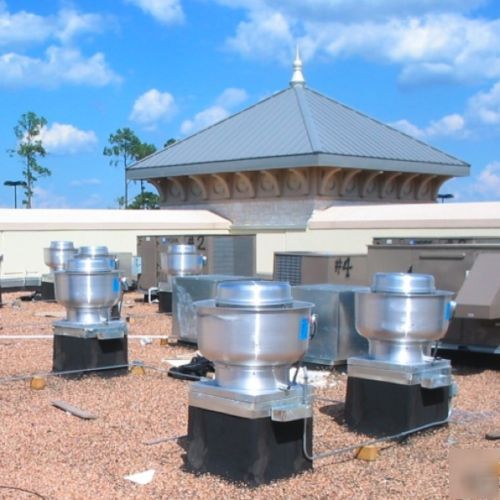 Commercial kitchen ventilation upblast exhaust fan