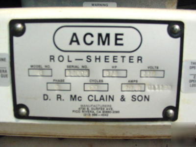 Dough sheeter / acme rol-sheeter - divider
