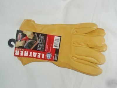 Heavy duty leather- grain deerskin work gloves- large