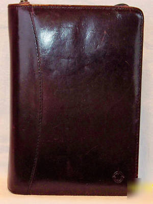 Franklin-covey red/brown smooth shiny leather planner