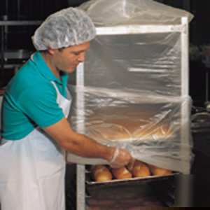 100 31X22X72 .75 mil ldpe bun pan rack covers on rolls 
