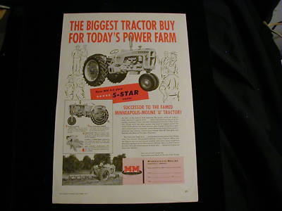 1957 minneapolis moline tractor ad 5-star tractor