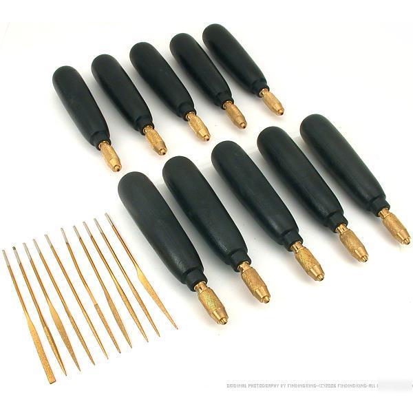 20 diamond coated needle files handles lapidary tools