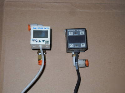 (2) keyence + smc pneumatic digital pressure switches..