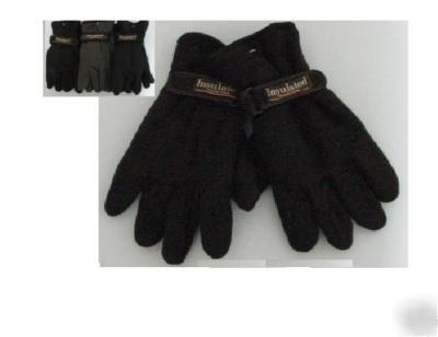 24 pair of mens fleece thermalinsulate gloves wholesale