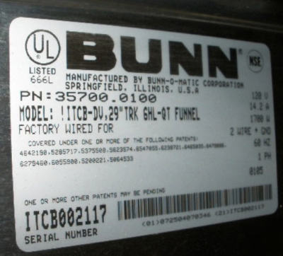 Bunn ice tea & coffee maker infusion itcb-dv 