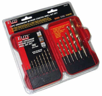 Elite 15PC zirconium nitride metal drill bit bits set 