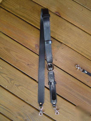 Firefighter emt leather radio strap & anti-sway strap