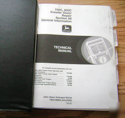 John deere 750C 850C crawler dozer rep technical manual