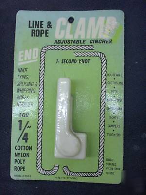 Line & rope clamp adjustable cincher 1- second knot 1/4