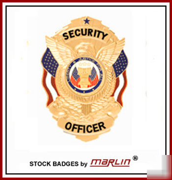 Security officer badge gold eagle flags 3