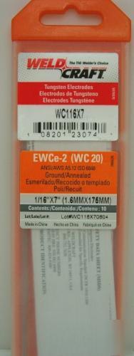 Weldcraft tungsten orange 2% ceriated 1/16